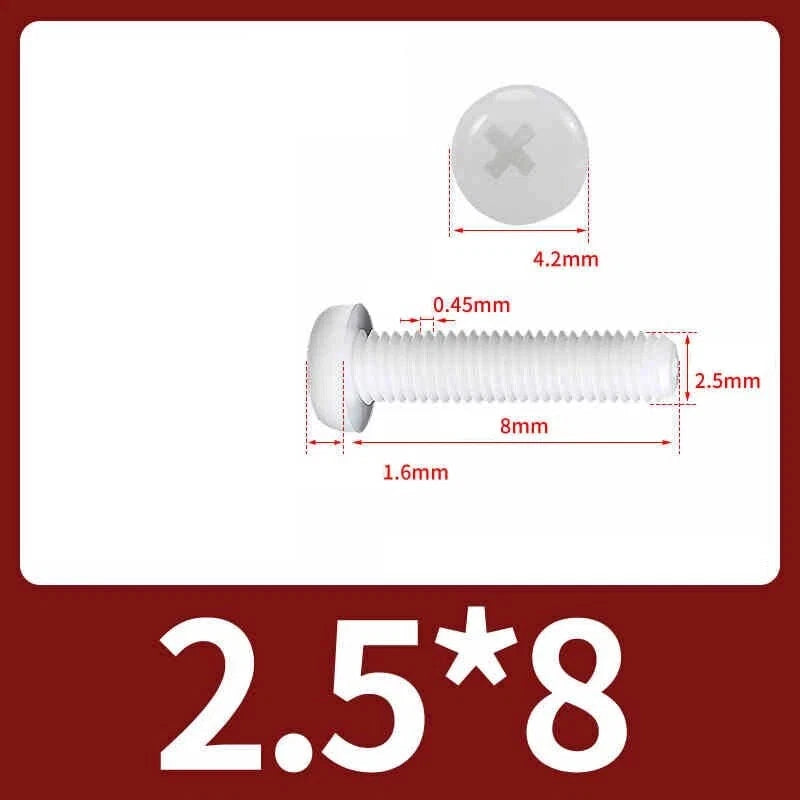 White Nylon Phillips Pan Head Machine Screws – M2 to M8, Non‑Conductive & Corrosion‑Free (PA66)