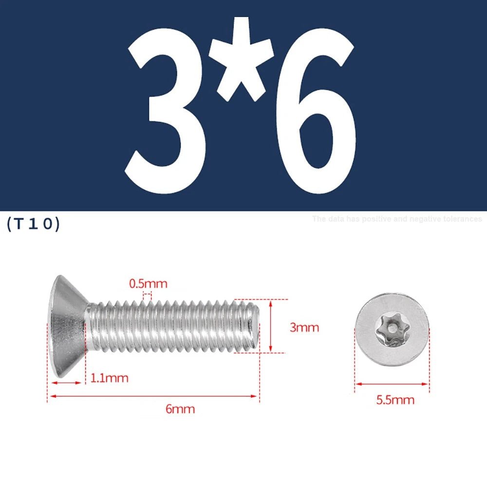 M3–M8 Pin Torx Countersunk Flat Head Machine Screws | A2 Stainless Steel - HomeDIYer