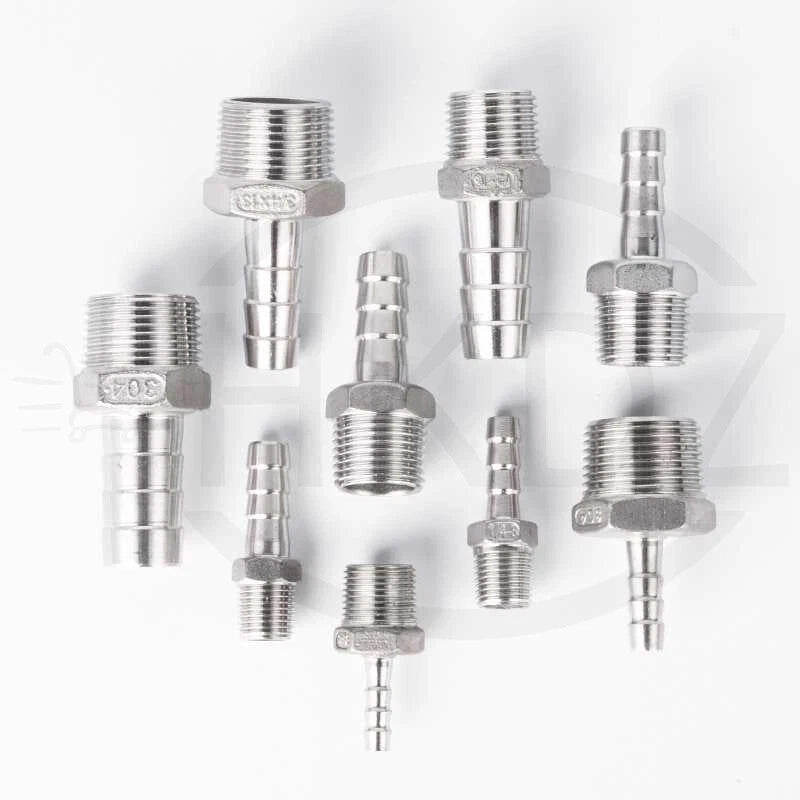 BSP Male Thread Stainless Steel Barb Hose Tail Connector — 1/8" to 4"