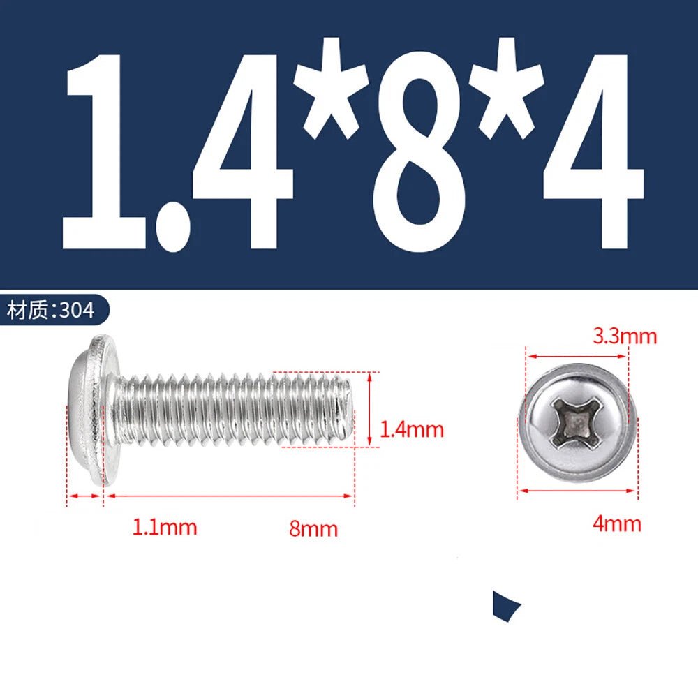 Phillips Flanged Button Head Screws M1.4–M6 | 304 Stainless Steel - HomeDIYer
