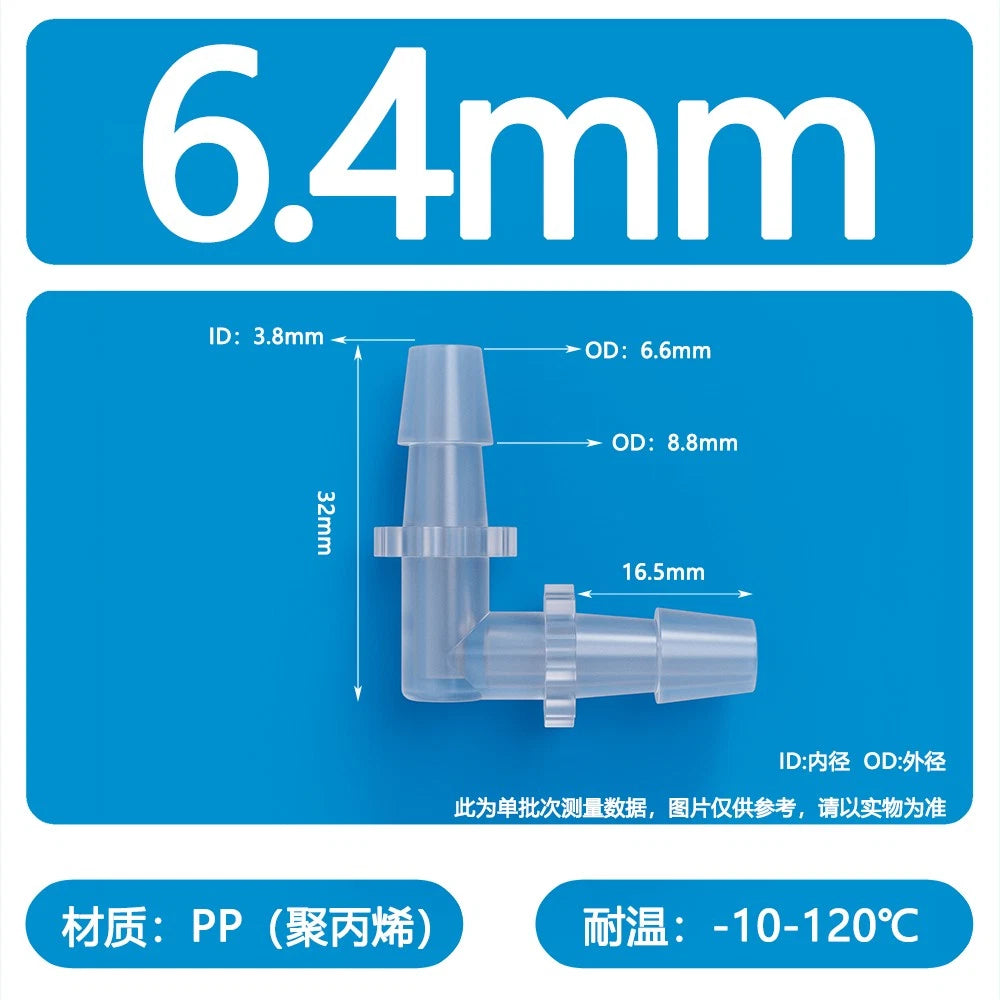 90° Elbow Plastic Barbed Joiner Reducer Connector Pipe Tube Hose Water 1.6-25mm