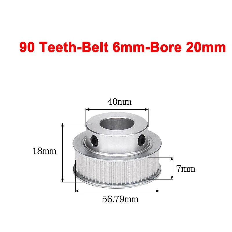 2GT Drive Pulley With Step 16 Tooth - 100 Tooth Bore 4mm - 25mm for 6mm Belt