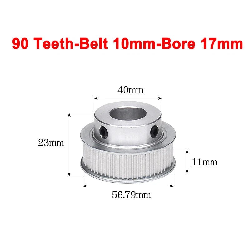 2GT Drive Pulley With Step 16 Tooth - 100 Tooth Bore 4mm - 25mm for 10mm Belt