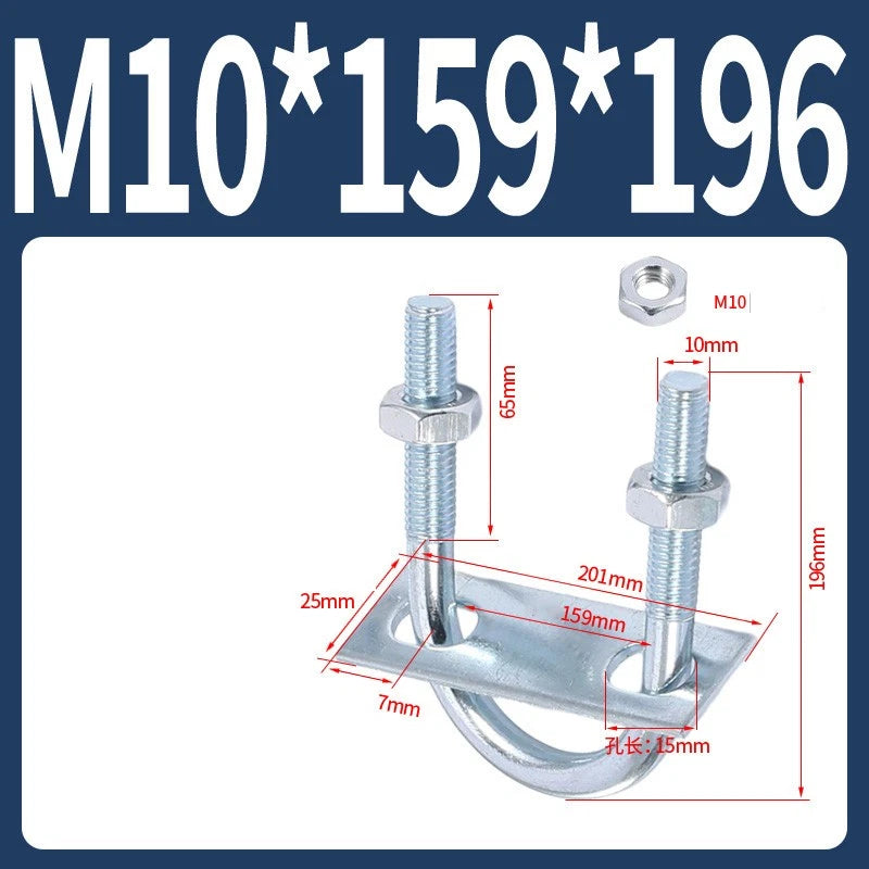 Round U-Bolts Sets Steel 16mm-219mm Inner Width M6 M8 M0 M12 with Nut, Plate