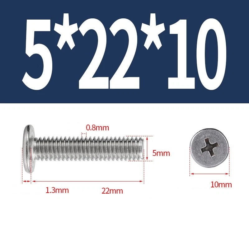 M1–M8 Ultra Thin Flat Head Phillips Machine Screws – A2 Stainless Steel, Fully Threaded