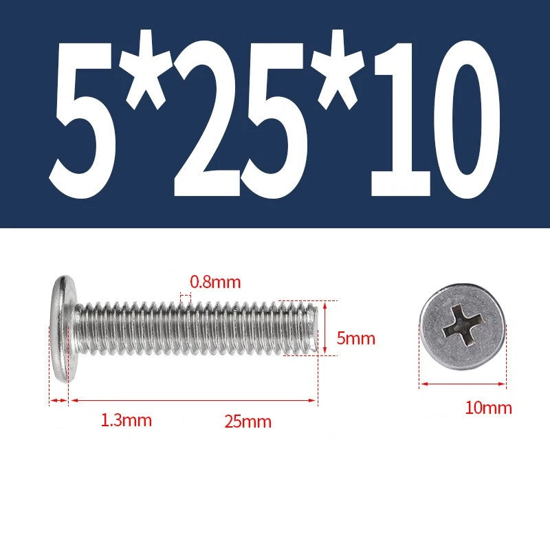 M1–M8 Ultra Thin Flat Head Phillips Machine Screws – A2 Stainless Steel, Fully Threaded