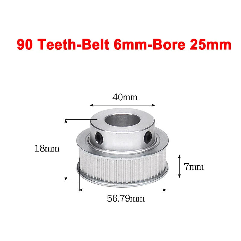 2GT Drive Pulley With Step 16 Tooth - 100 Tooth Bore 4mm - 25mm for 6mm Belt