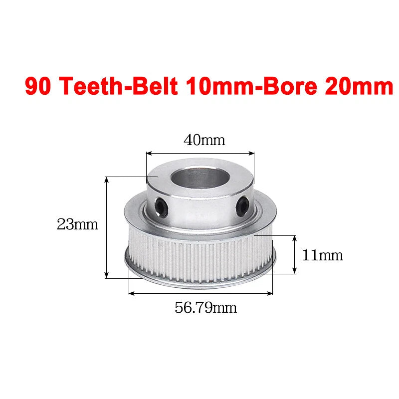 2GT Drive Pulley With Step 16 Tooth - 100 Tooth Bore 4mm - 25mm for 10mm Belt