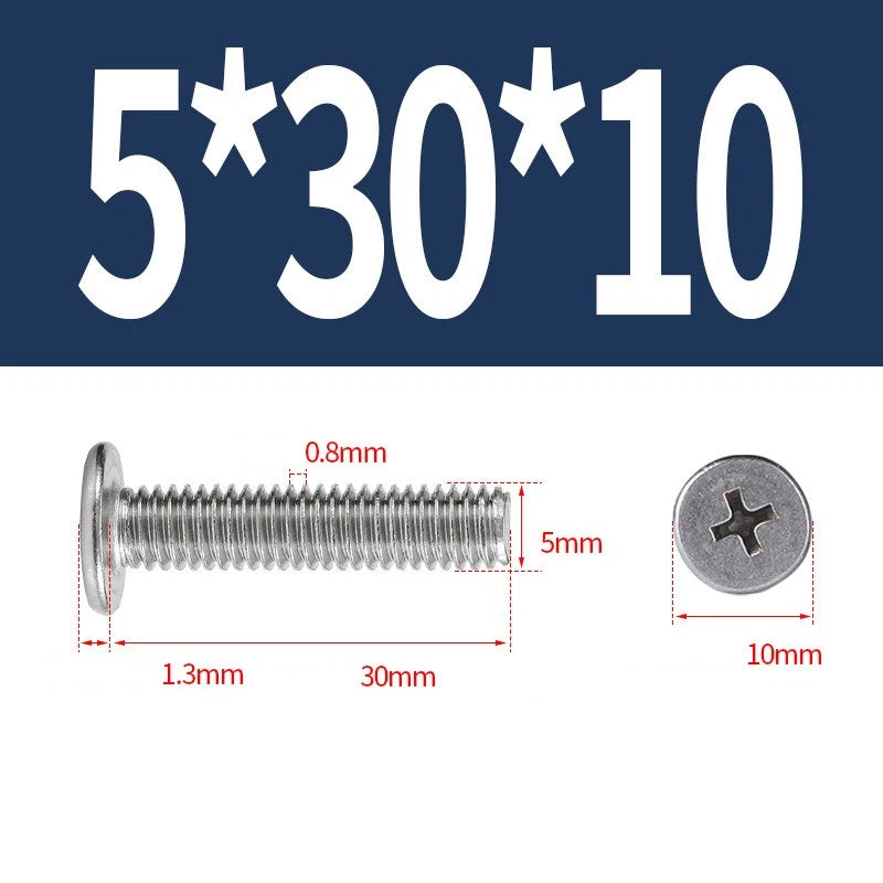 M1–M8 Ultra Thin Flat Head Phillips Machine Screws – A2 Stainless Steel, Fully Threaded