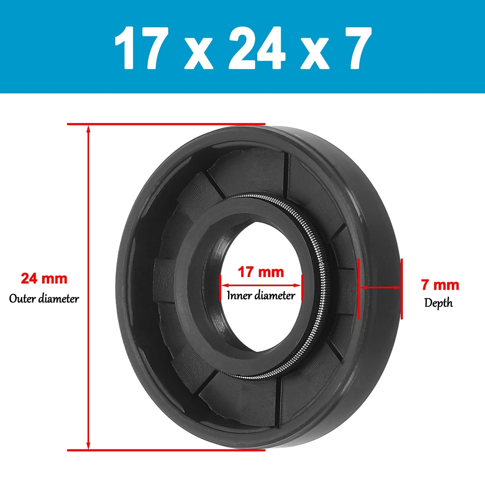 TC Oil Seal 15mm 16mm 17mm ID — Double Lip NBR Rotary Shaft Seal, All Depths
