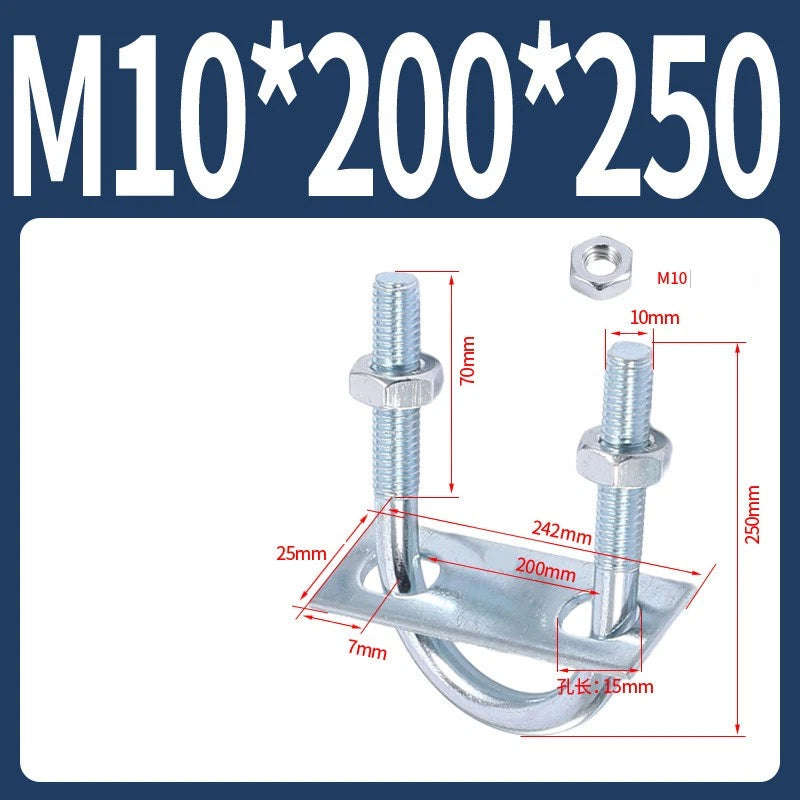 Round U-Bolts Sets Steel 16mm-219mm Inner Width M6 M8 M0 M12 with Nut, Plate