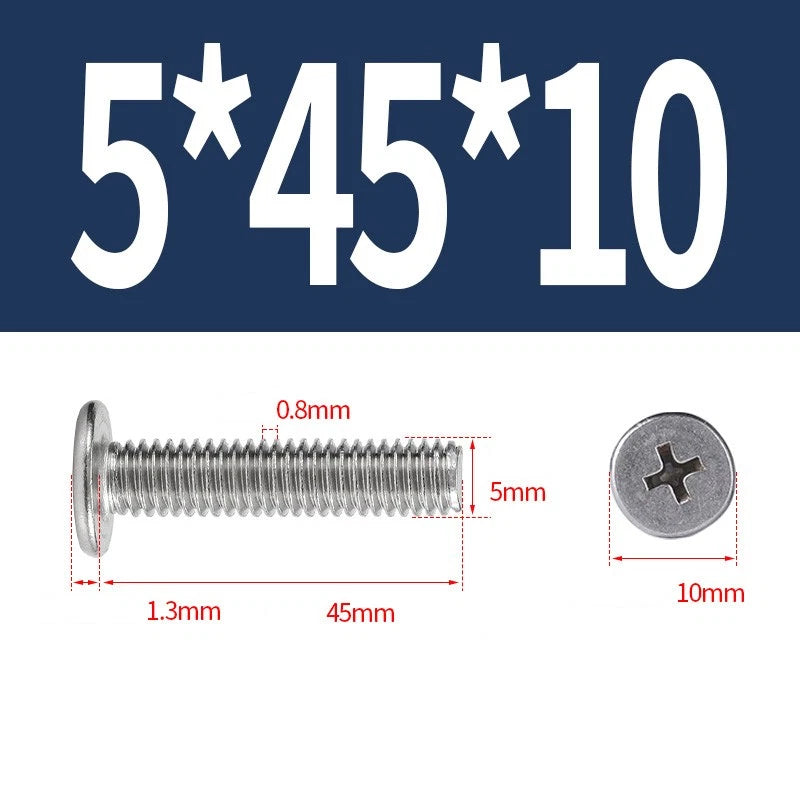 M1–M8 Ultra Thin Flat Head Phillips Machine Screws – A2 Stainless Steel, Fully Threaded