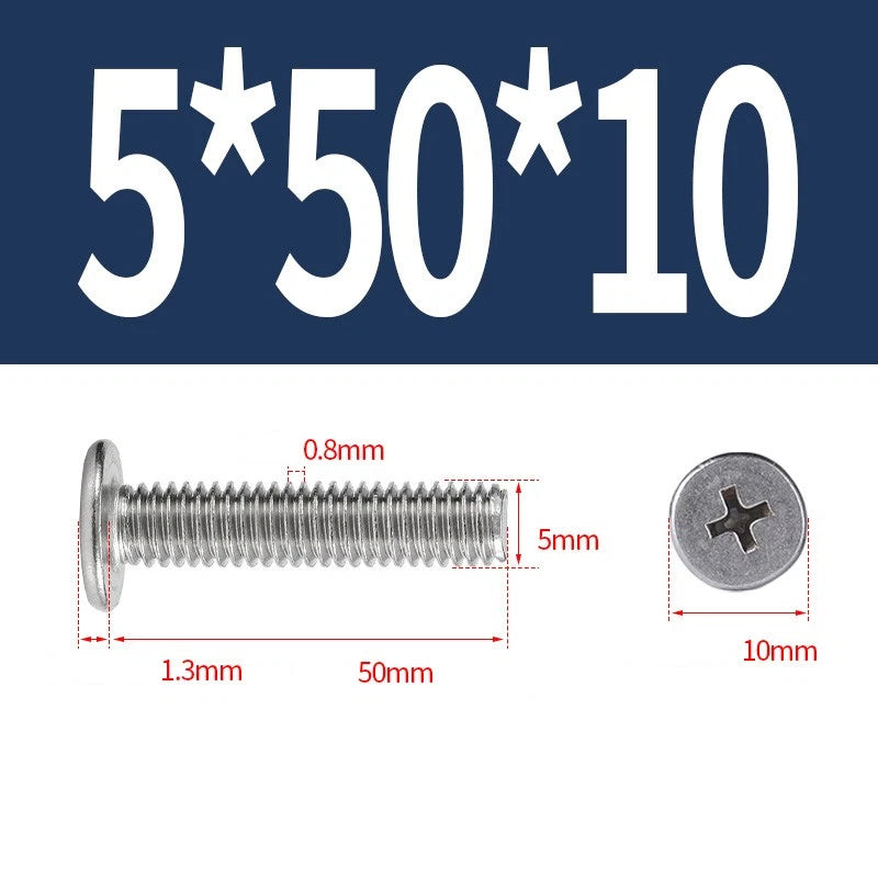 M1–M8 Ultra Thin Flat Head Phillips Machine Screws – A2 Stainless Steel, Fully Threaded