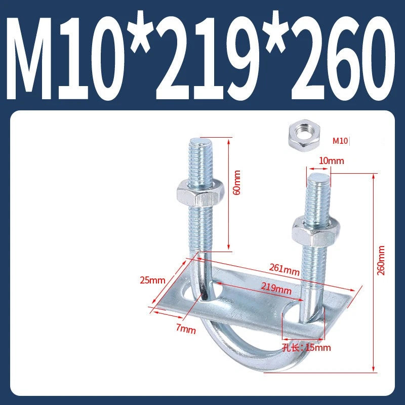 Round U-Bolts Sets Steel 16mm-219mm Inner Width M6 M8 M0 M12 with Nut, Plate