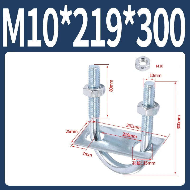 Round U-Bolts Sets Steel 16mm-219mm Inner Width M6 M8 M0 M12 with Nut, Plate
