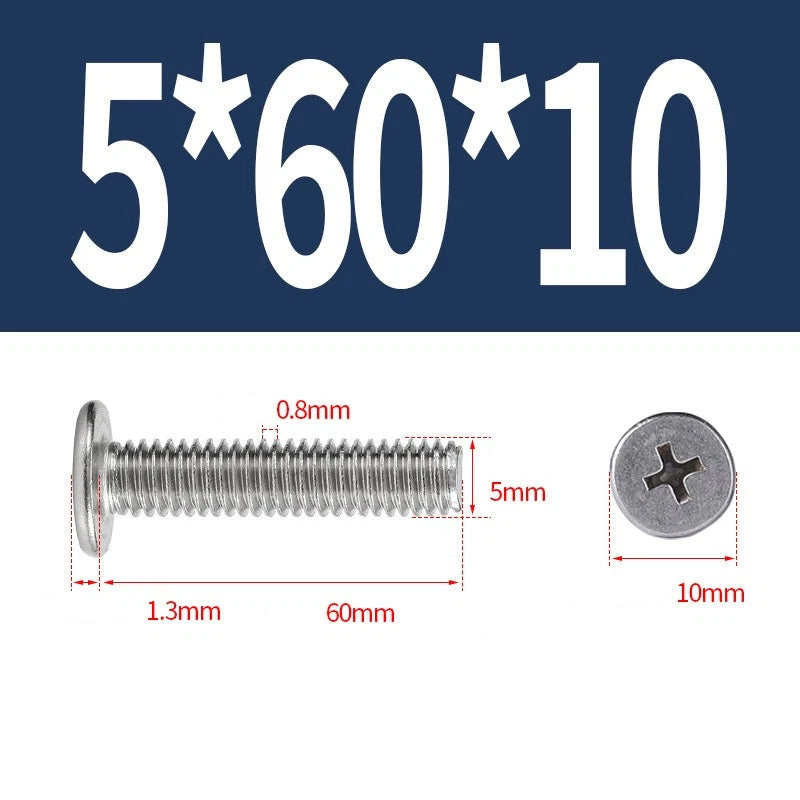 M1–M8 Ultra Thin Flat Head Phillips Machine Screws – A2 Stainless Steel, Fully Threaded