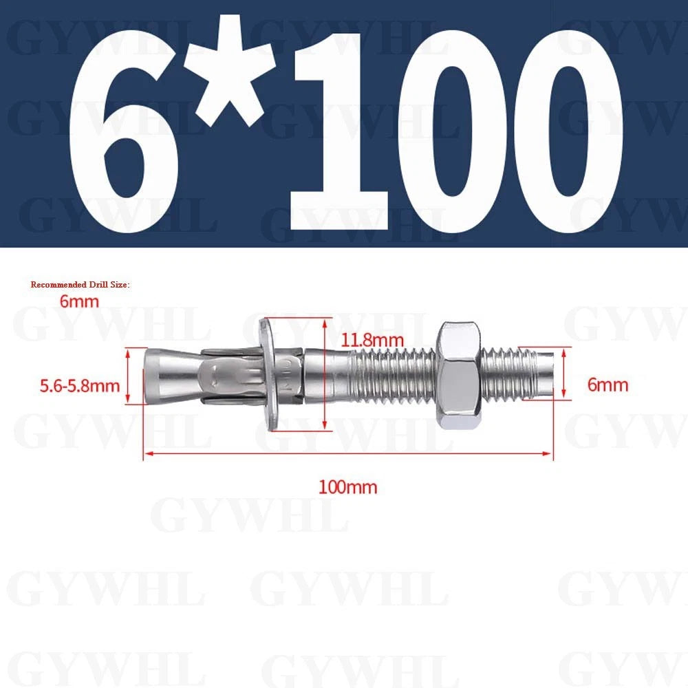 Hex Head Expansion Anchor Bolts — M6 to M20, Stainless Steel A2 & Zinc Plated, Extra Long