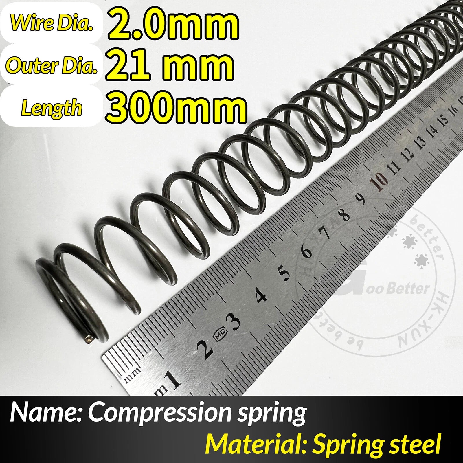 Compression Spring Pressure Springs, Wire Dia 2-3.5mm, OD 10-60mm, Length 300mm