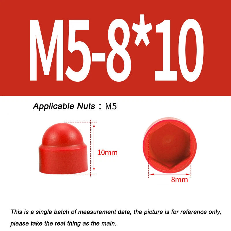 Hex Bolt & Nut Protection Caps – Plastic Hexagonal Screw Covers for M4 M5 M6 M8 M10 to M24 (PE, 5-100 Pack)