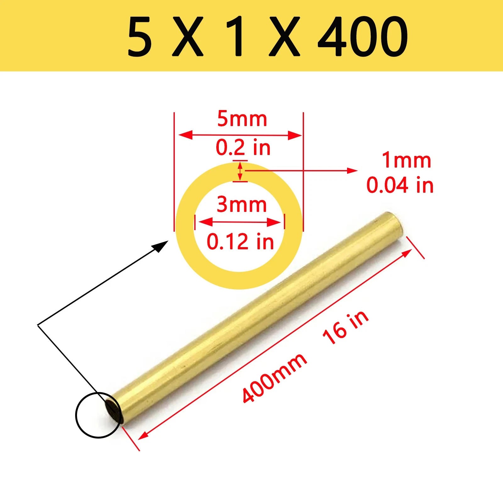 Brass Tubes ROUND PIPE Cu 62% OD 4mm 5mm 6mm 7mm 8mm To 25mm Length 400mm 0.4m