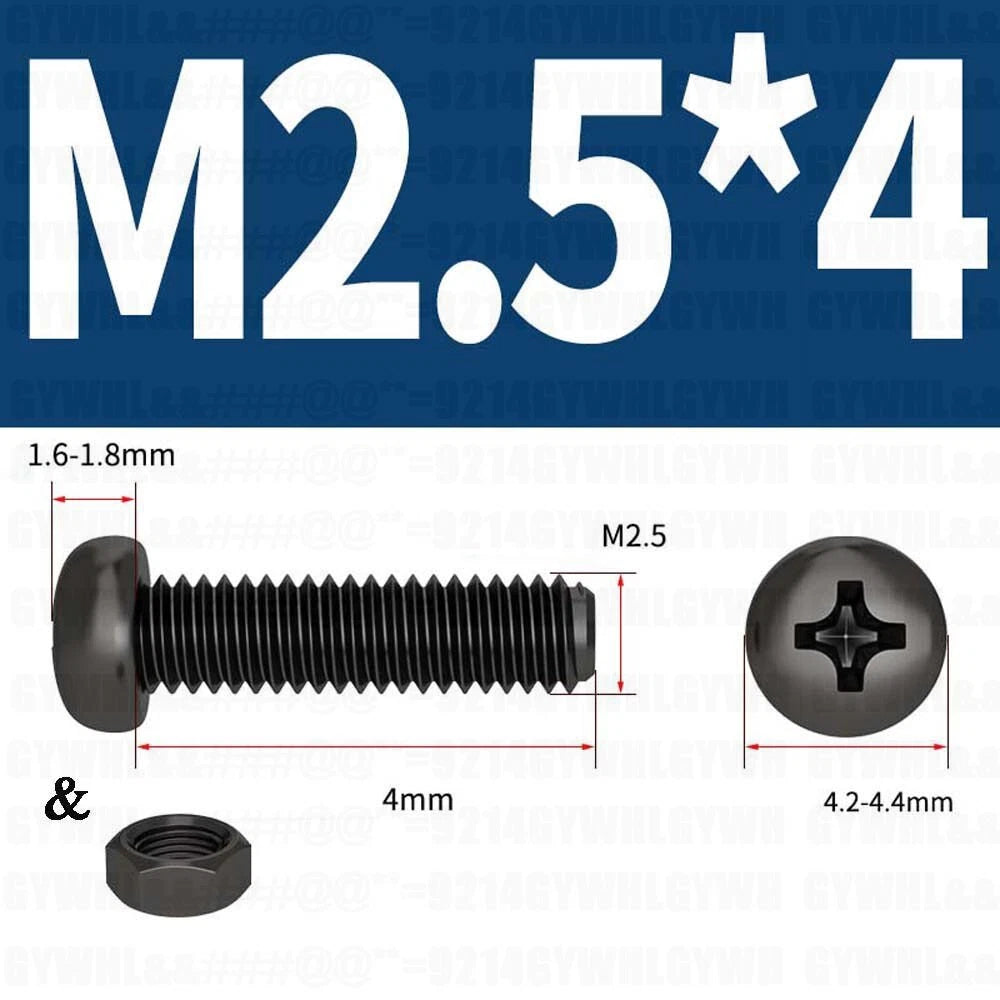 Black Pan Head Phillips Machine Screws + Hex Nuts Set – A2 Stainless Steel, M2 to M10