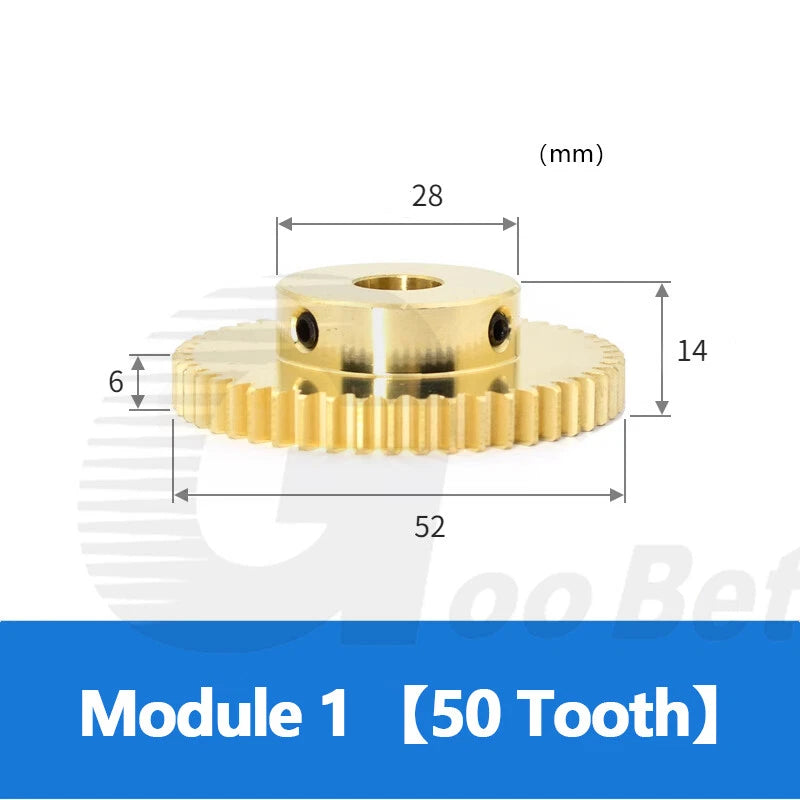 Brass Spur Gear Module 1 with Hub 15-50 Tooth Motor Pinion Bore 4-12mm Precision