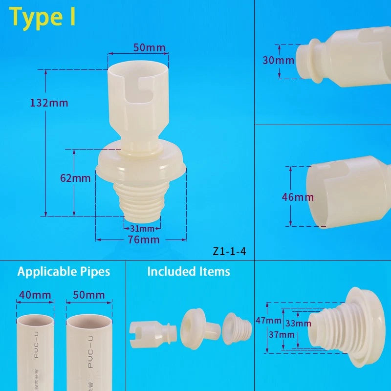 ABS Anti-Overflow Drain Pipe Fittings — Drainpipe Joints for Washing Machine, Kitchen & Basin
