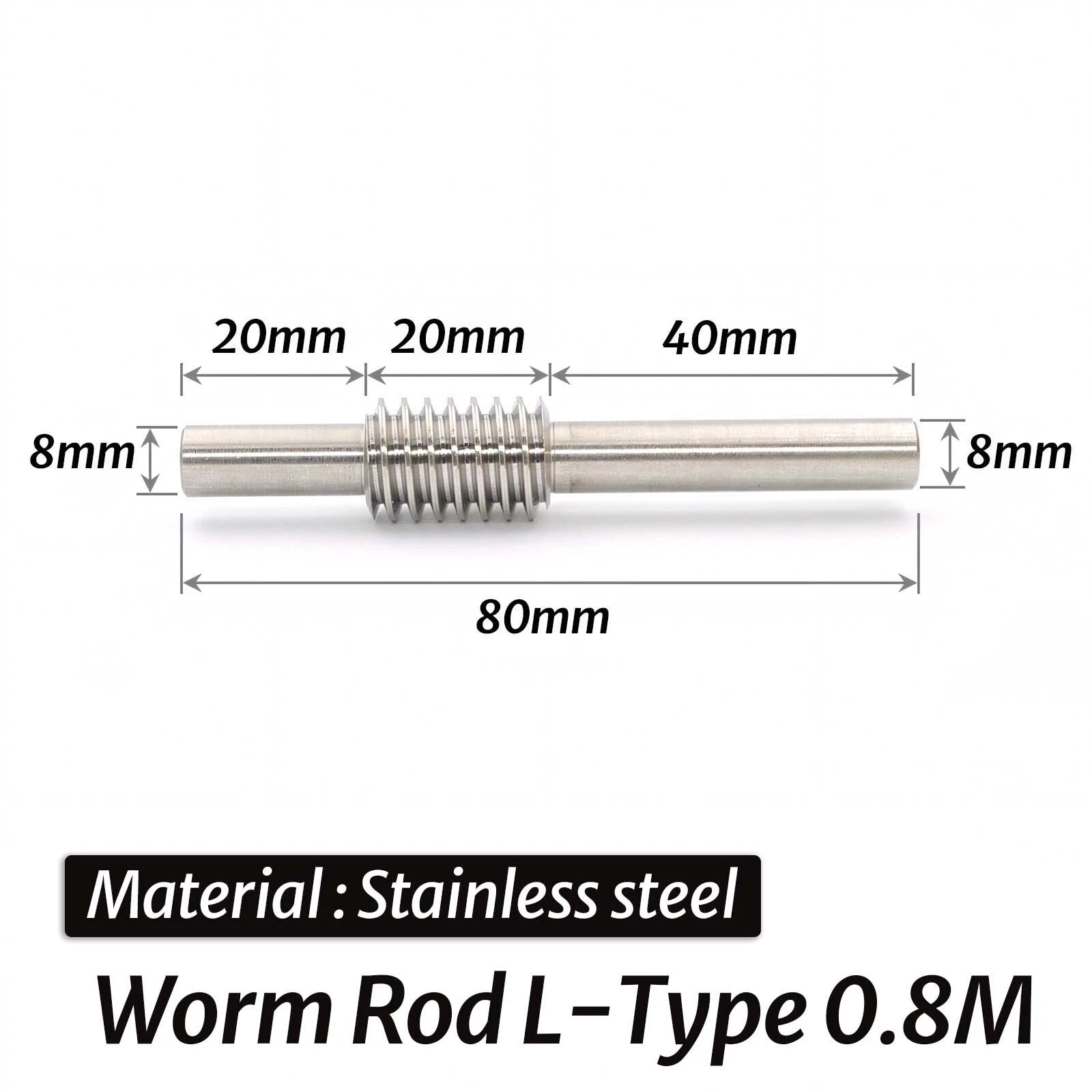 0.8 Module 1:20-60 Reduction Ratio Gear Copper Worm Wheel Gear & Worm Gear Shaft