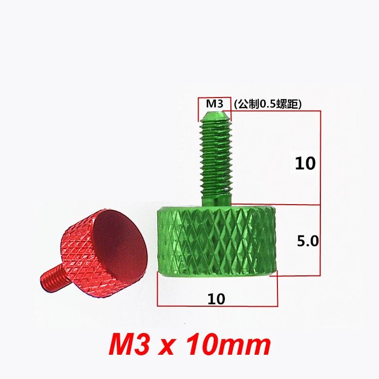 M3 Colored Aluminum Knurled Thumb Screws — 4 Lengths, 10 Colors, Hand - Turn Knob Bolts - HomeDIYer
