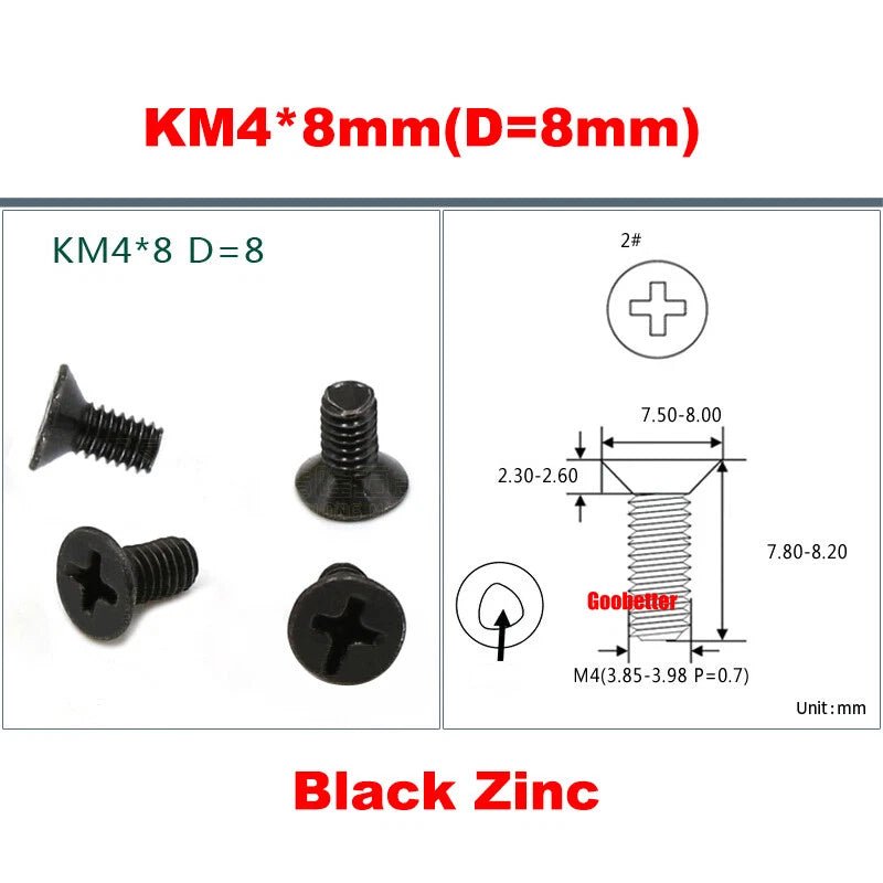 KM3/KM4 Phillips Flat Head Triangle Tooth Screws | Carbon Steel, Zinc or Nickel Coated - HomeDIYer