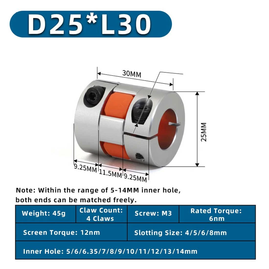 For 3D Printer Shaft Coupler Flexible Plum Coupling CNC Stepper Motor Jaw Spider
