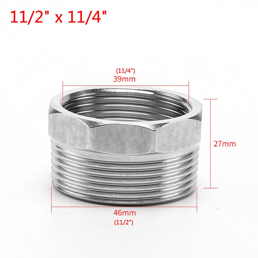 BSP Reducing Bush Stainless Steel Male x Female Pipe Adapter — 13 Sizes