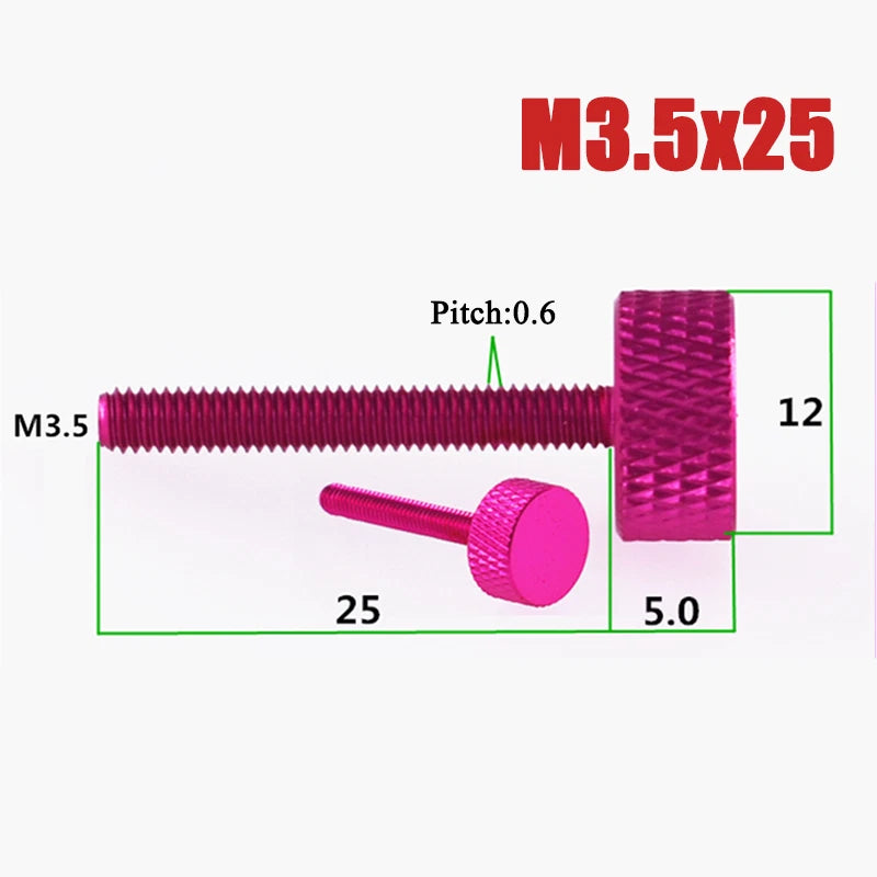 M3.5-M4 Aluminum Alloy Knurled Thumb Screws Hand Grip Knob Bolts 4.5mm-30mm