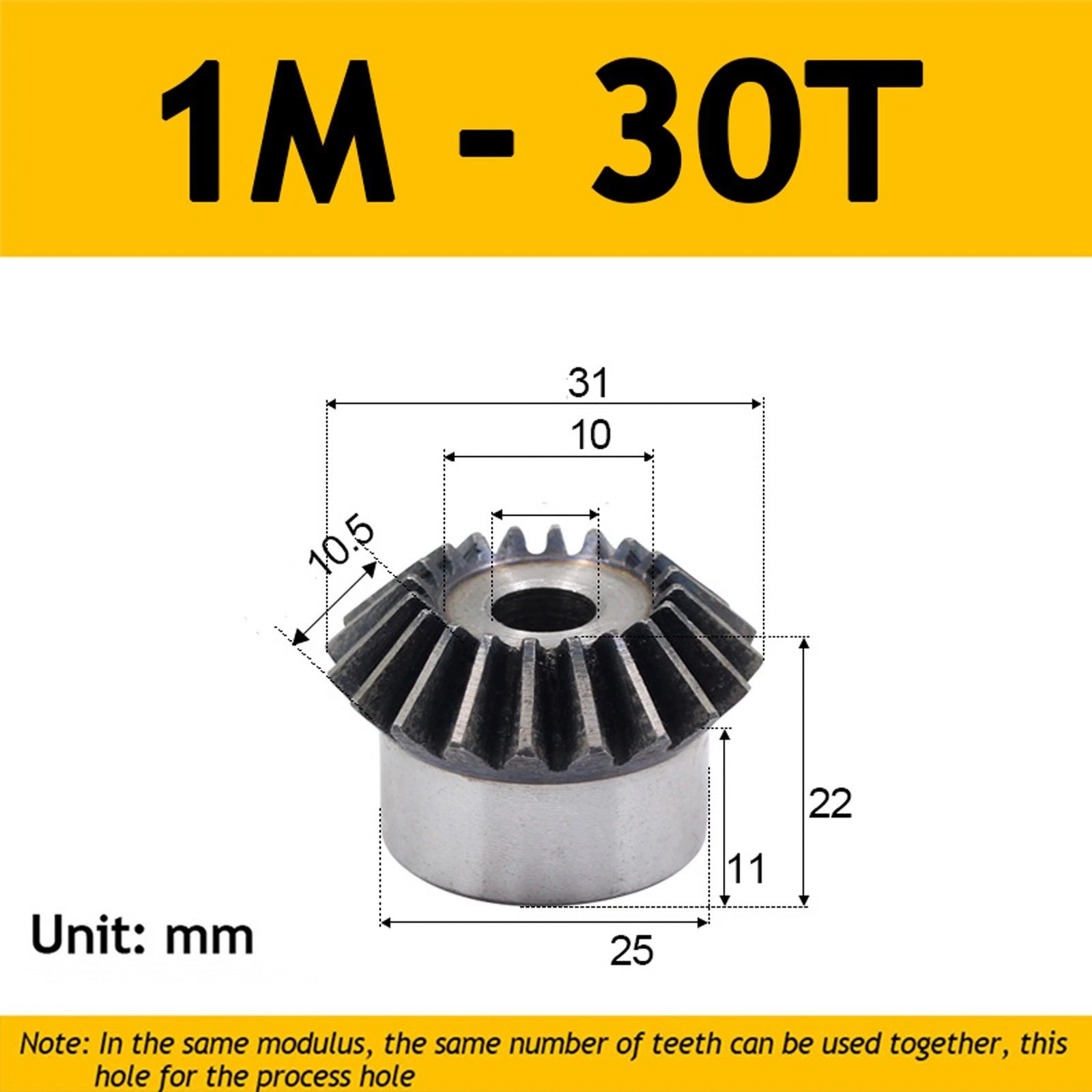 1 Module Steel Umbrella Tooth Bevel Gear Helical Motor Gear 15-40 Tooth