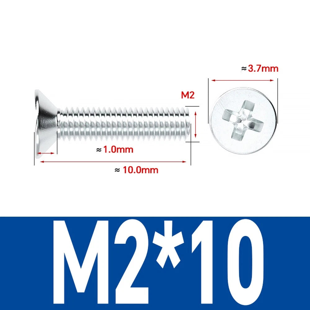 Countersunk Phillips Machine Screws – M2 to M12, White / Colour Zinc Plated, Carbon Steel