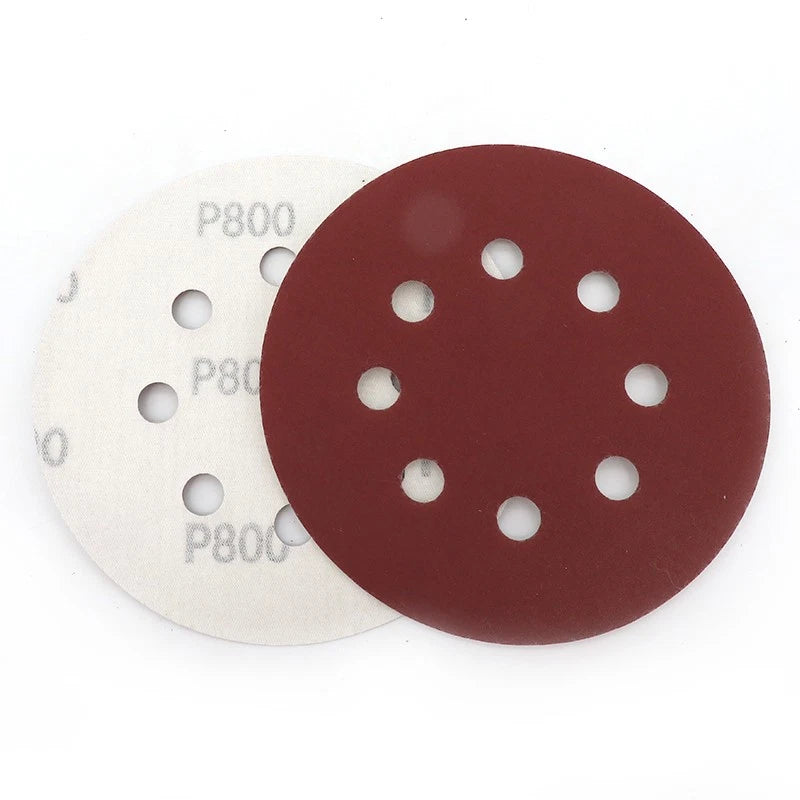 125mm 225mm Red Sanding Discs Hook Loop Sandpaper Pads 8 Hole Grit 40 - 2000
