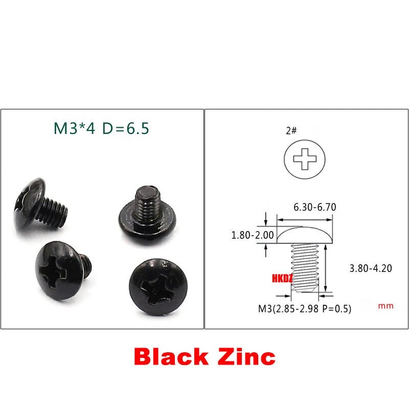 M2.3 M2.5 M3 Phillips Umbrella Head Machine Screws — Large Flat Head Bolts, Multiple Coatings - HomeDIYer