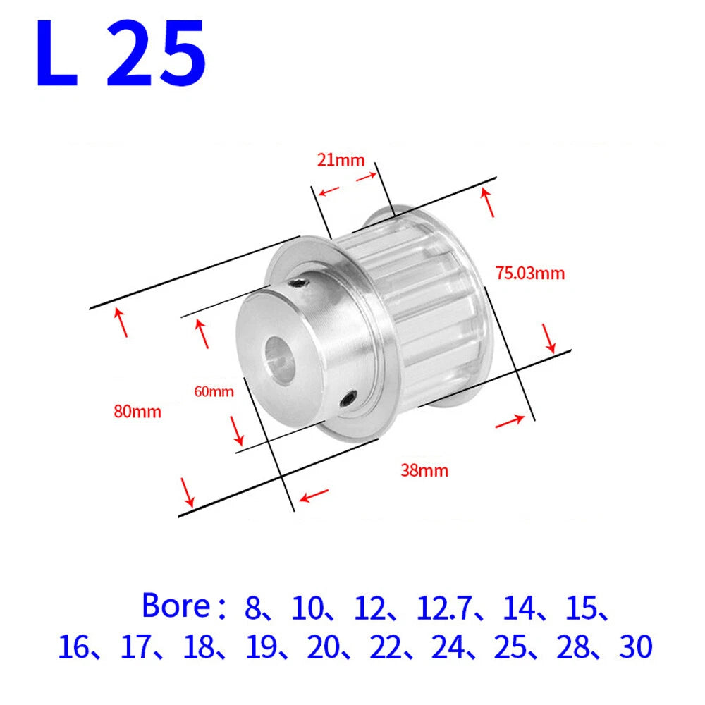 L-Type 10T-30T Timing Belt Pulley Pitch 9.525mm With Keyway CNC Drive Width 21mm