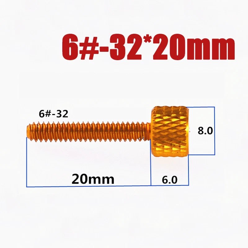 Knurled Thumb Screws – Aluminum Hand Grip Bolts, 6 - 32 & 1/4 - 20 UNC, 5mm–30mm, 10 Colors - HomeDIYer