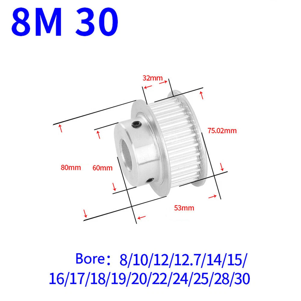HTD-8M 12-60T Timing Belt Pulley Pitch 8mm With Keyway CNC Drive Wheel Width32mm