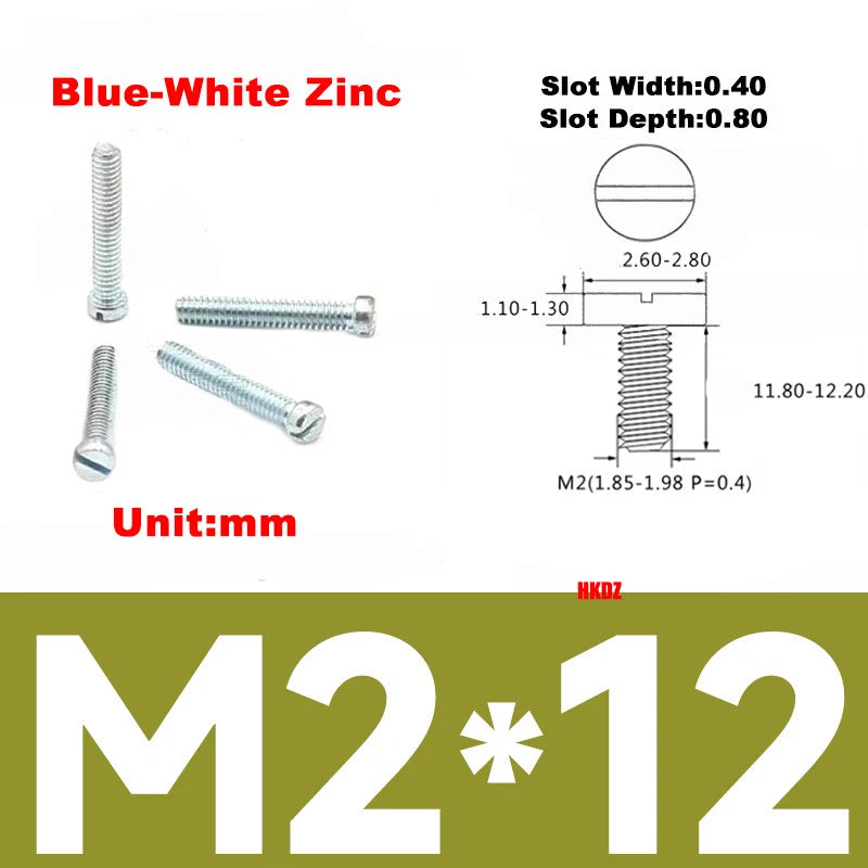 M1.2–M6 Slotted Cheese Head Machine Screws — Carbon Steel, Multiple Coatings