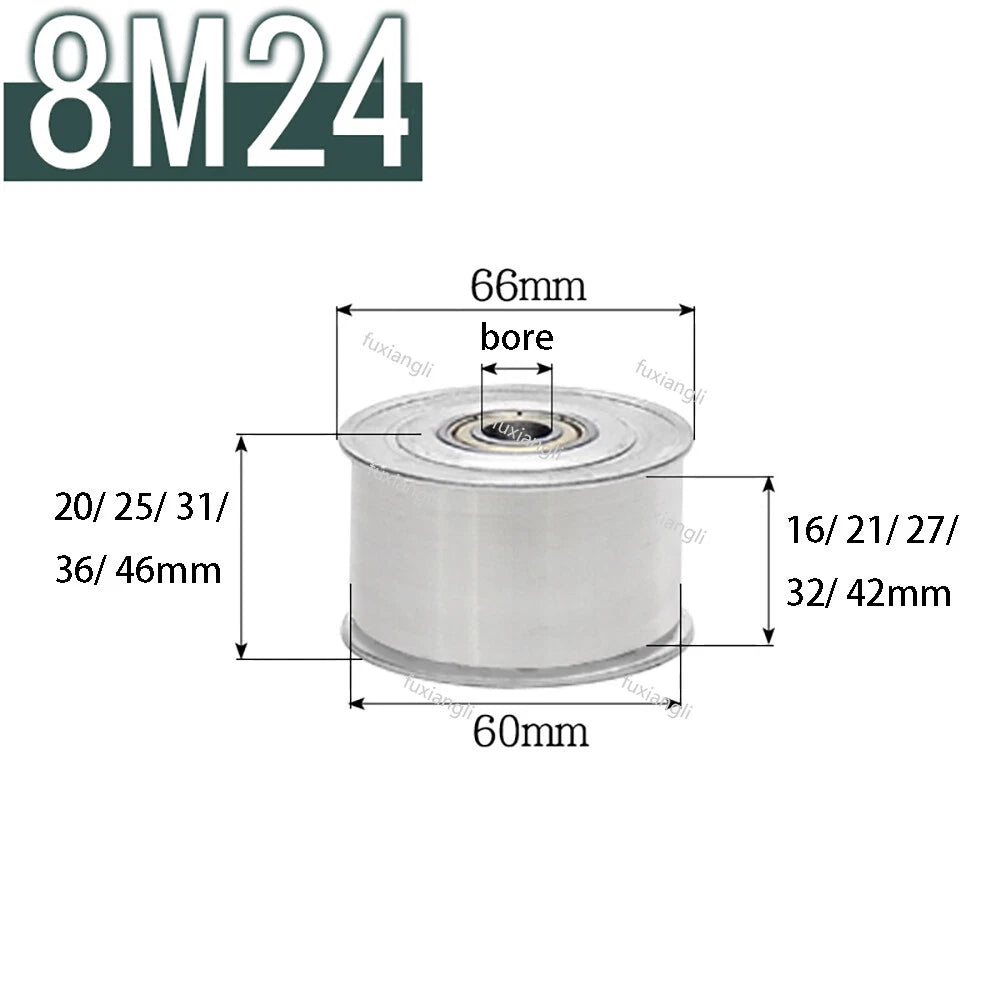 HTD-8M Timing Belt Drive Tensioner Pulley Width 16/21/27/32/42mm Idler Pulleys