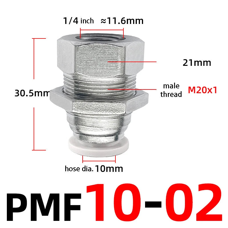 Bulkhead Female Thread Pneumatic Push-In Fittings | 4–12mm Air Hose Tube Connector