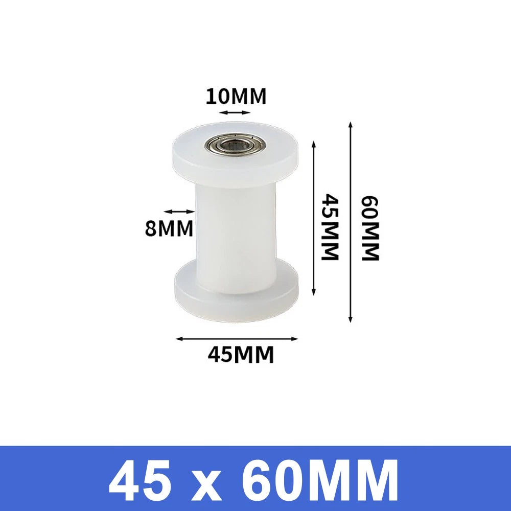 25mm - 55mm Square Flat Nylon Pulley H Idler Wheels, Ball Bearing Nylon Rollers