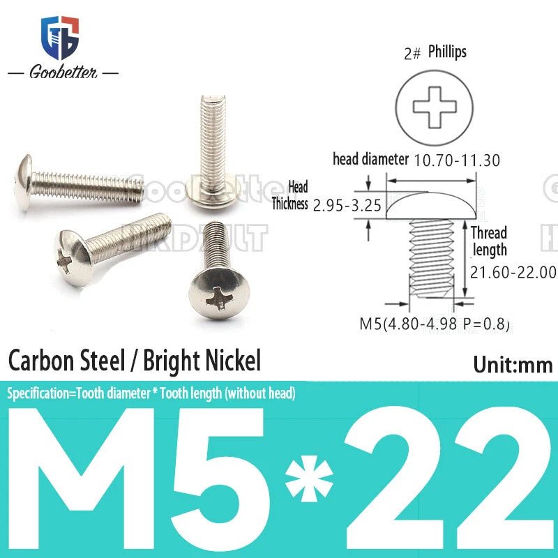 Phillips Flat Head Machine Screws M2.3 to M6 — Carbon Steel, Stainless & Brass, 7 Finishes - HomeDIYer
