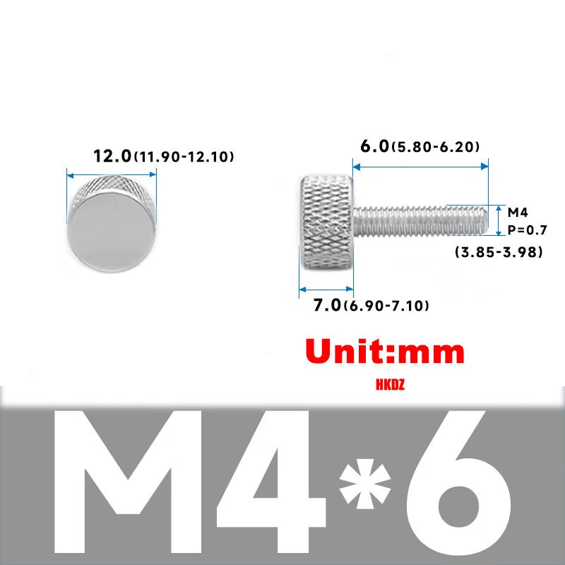 Aluminum Alloy Knurled Thumb Screws M3 M4x6~16mm DIY Hand Tighten Grip Knob Bolt