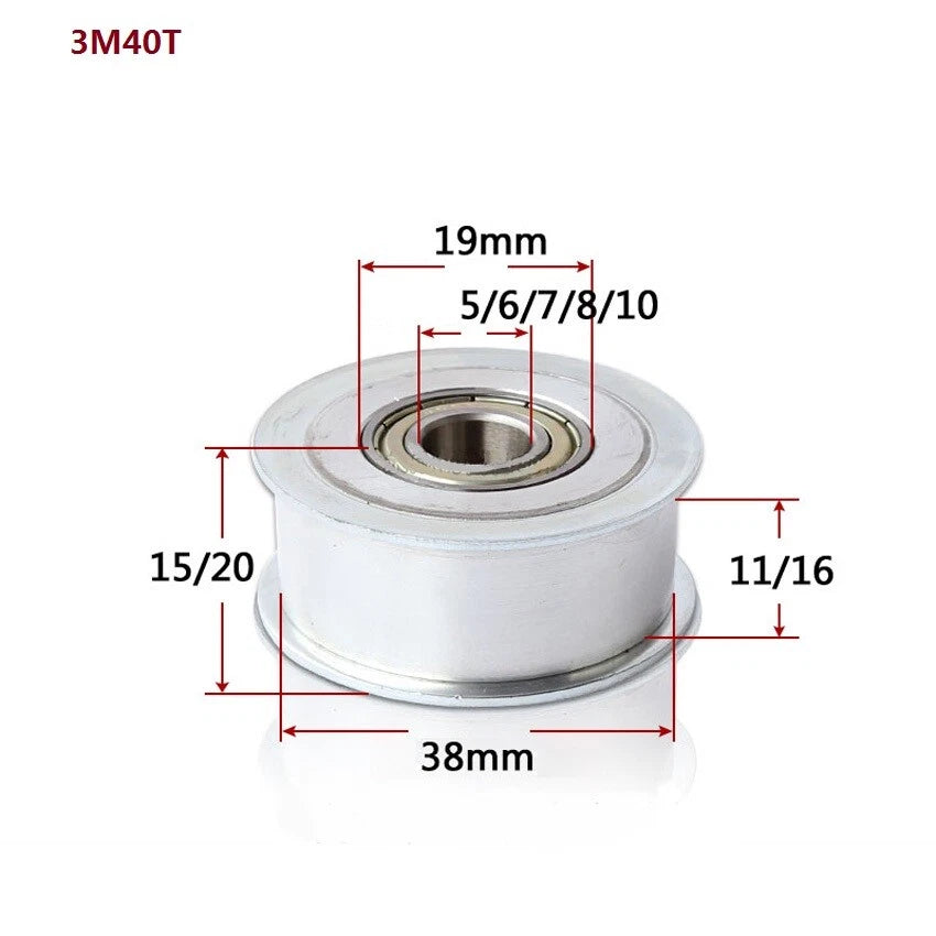HTD-3M Timing Belt Tensioner Pulley Smooth Tooth/Toothed Idler Width 11/16mm