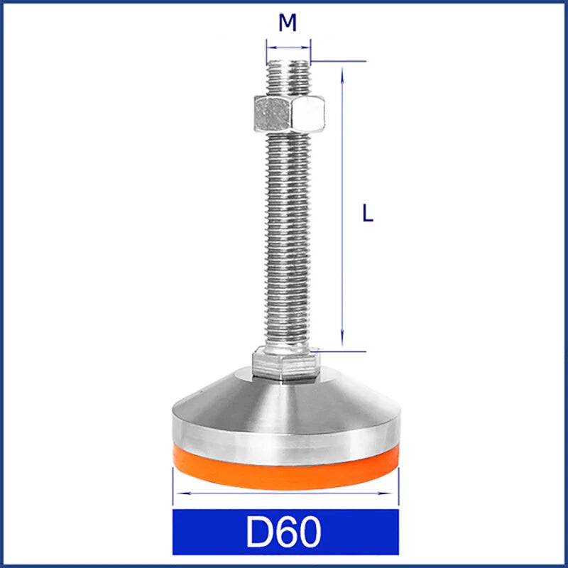 Anti‑Slip Heavy Levelling Machine Feet – Stainless Steel, Adjustable Height M8–M30 (30–200mm Lengths)