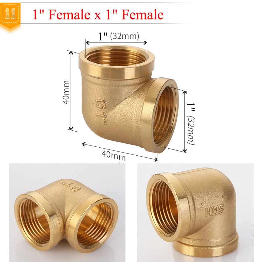 BSP Brass Elbow Fitting — 1/2", 3/4" & 1" Male/Female Thread Pipe Connector Adapter