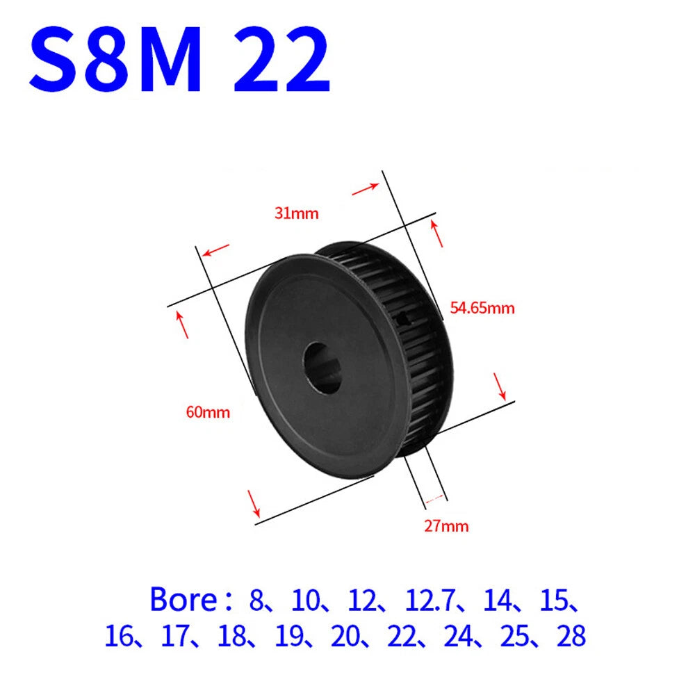 STS S8M 10T-40T Timing Belt Pulleys Pitch 8mm Teeth Width 27mm AF-type 45# Steel
